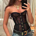 Spicy Girl Sexy Tight Corset Lace Hollow Sleeveless Strapless Top 2025 Summer Fashion Women Street Trendy Vest