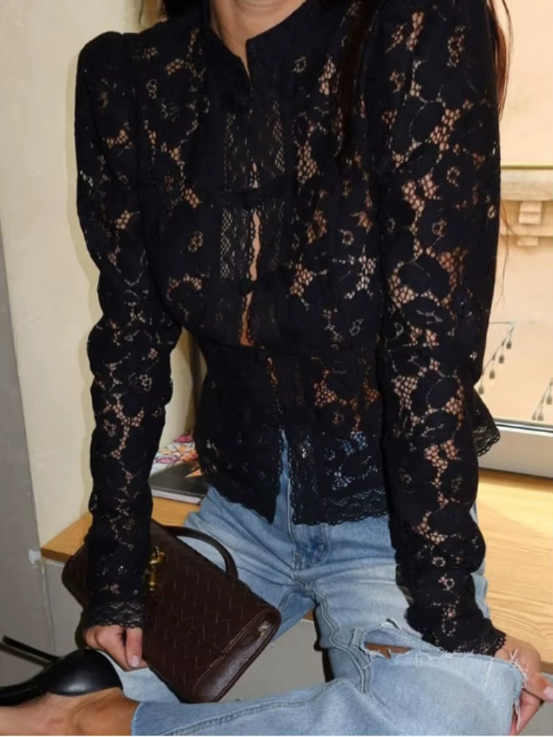 Lace Hollow Out Bandage Vest Women'S Chic Strapless See through Corset Waist up Tank Top 2025 Summer Lady Club Party Vests New